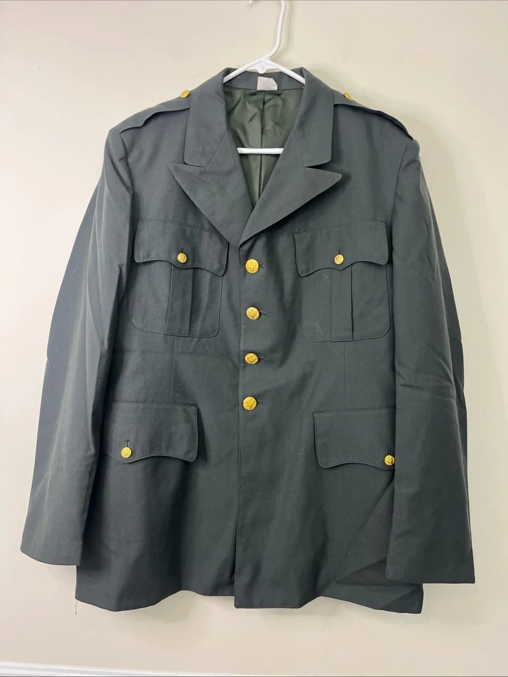 Vintage Men’s Green Army Coat Jacket Size 46R Heavy Wool Blend